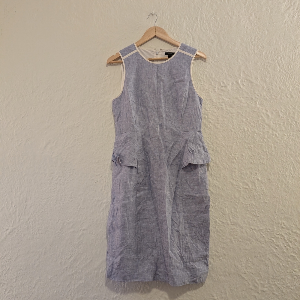 J. Crew I NWOT I Linen Light Blue Sleeveless Midi Dress